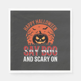 Serviette En Papier Disons Boo Citrouille de Halloween Design_1