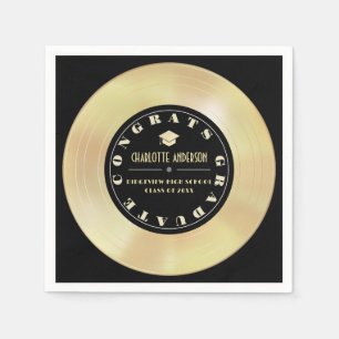 Serviette En Papier Disque d'or/disque de vinyle noir Graduation