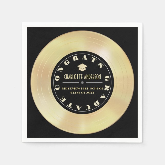 Serviette En Papier Disque d'or/disque de vinyle noir Graduation (Devant)