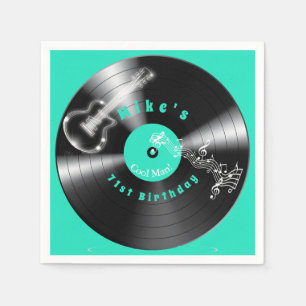 Serviette En Papier Disque vinyle rétro anniversaire musique rock guit