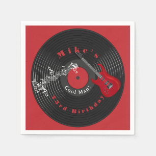 Serviette En Papier Disque vinyle rétro anniversaire musique rock guit