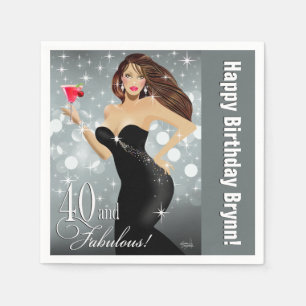 Serviette En Papier Diva Glam Bombshell 40e anniversaire   ARGENT