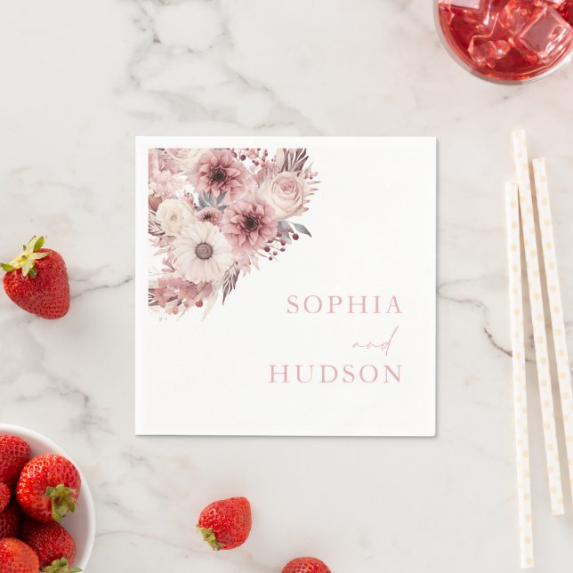 Serviette En Papier Divine Boho Blush & Mariage Rose (En situation)