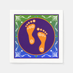 Serviette En Papier Diwali Rangoli Coloré Avec Empreinte
