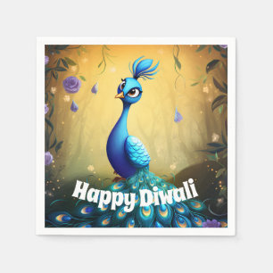 Serviette En Papier 🦚 Diwali se demande : Carte postale Peacock encha