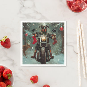 Serviette En Papier Doberman Chien équitation Moto Noël