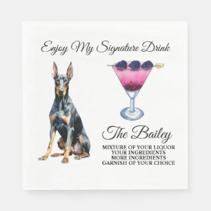 Serviette En Papier Doberman Pincher Mariage Signature Boisson