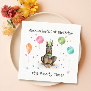 Serviette En Papier Dobermann Chien fête d'anniversaire