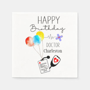 Serviette En Papier Docteur Joyeux Ballons d'anniversaire à plat Anniv