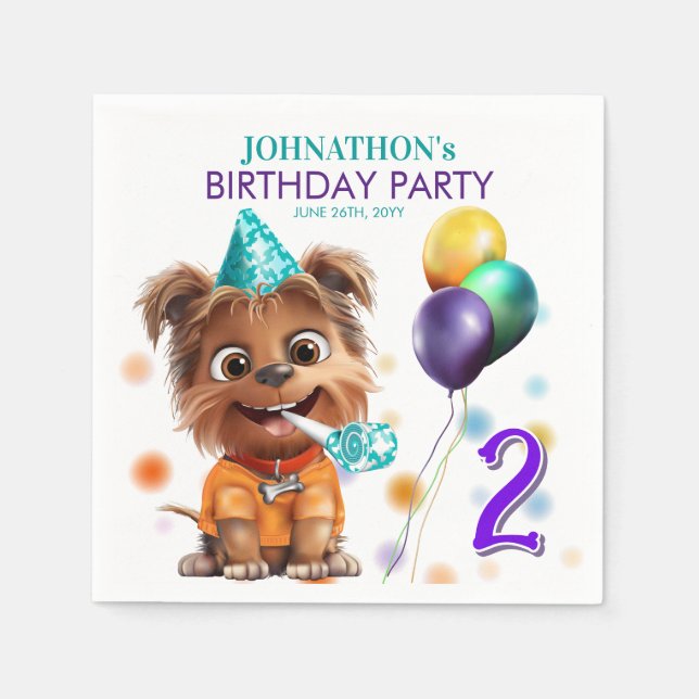Serviette En Papier Dog Birthday Party (Devant)