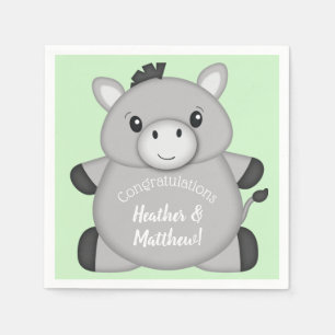 Serviette En Papier Donkey Baby shower Green