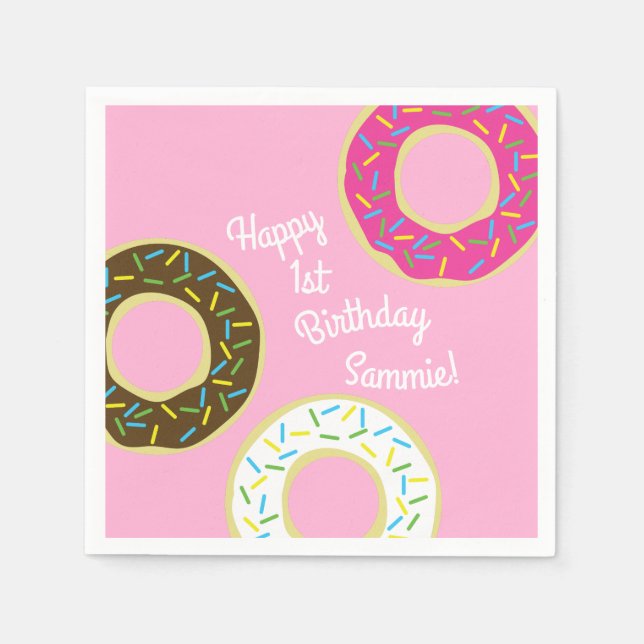 Serviette En Papier Donut Kid's Birthday Party mite (Devant)