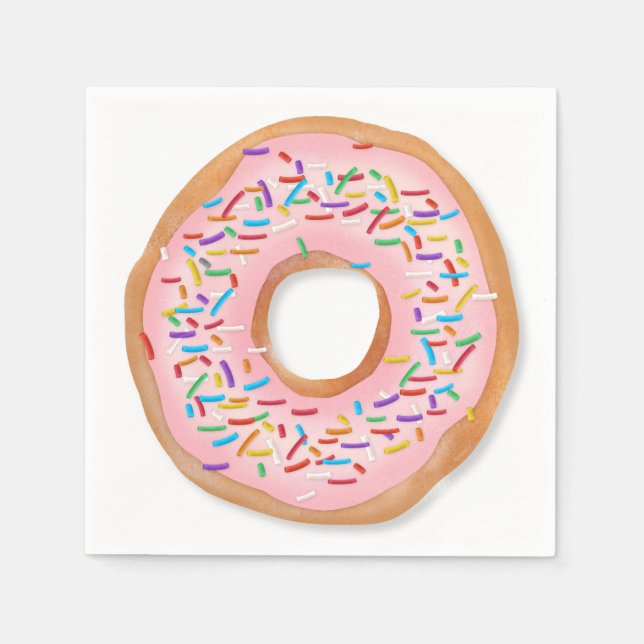 Serviette En Papier Donut Pink Frosting Sprinkles Cute | (Devant)