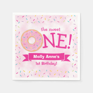 Serviette En Papier Donut Premier Anniversaire Arc En Ciel Saupoudrer 