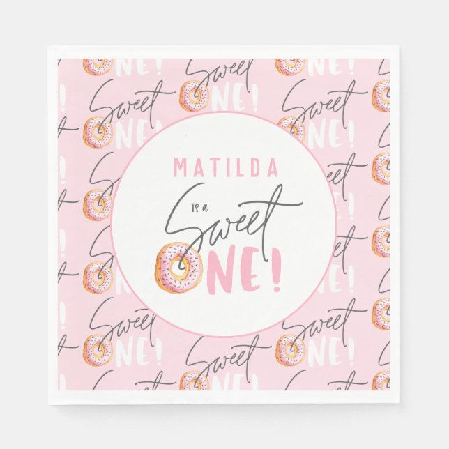 Serviette En Papier Donut sucré une invitation de 1er anniversaire (Devant)