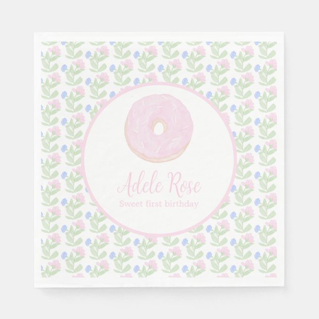 Serviette En Papier Donut Sweet sur mesure Premier anniversaire (Devant)