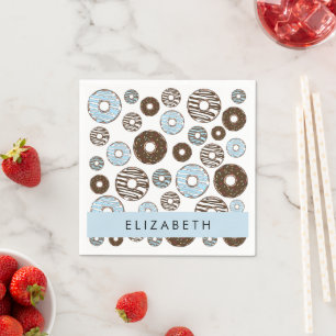 Serviette En Papier Donuts Bleus, Donuts Brown, Sprinkings, Votre Nom