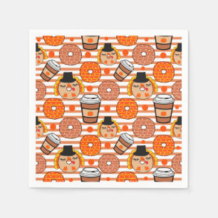 Serviette En Papier Donuts d'action de grâce et tranches d'orange de l