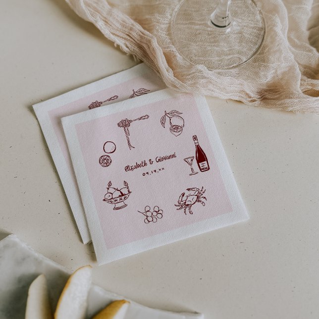 Serviette En Papier Doodart rétro lunaire | Napkins Mariage (Créateur téléchargé)