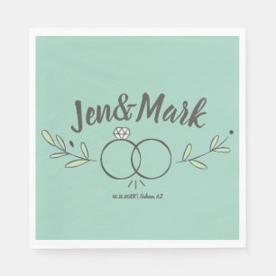 Serviette En Papier Doodle à anneau Mariage moderne