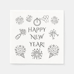 Serviette En Papier Doodle Fantaisiste Bonne Année