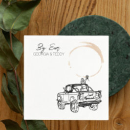 Serviette En Papier Doodle Getaway Voiture mariage cocktail napkin