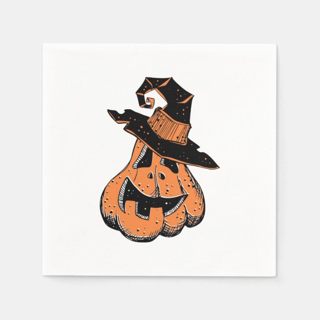 Serviette En Papier Doodle sorcier citrouille (Devant)