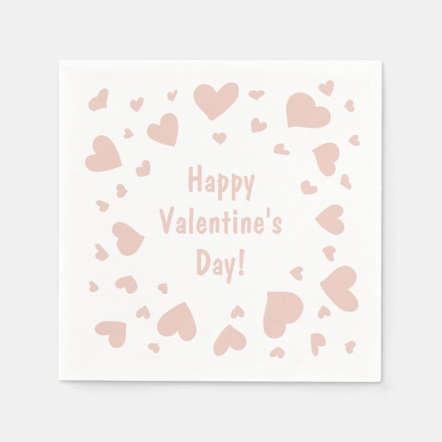 Serviette En Papier Doodled Peach Hearts Saint-Valentin (Devant)