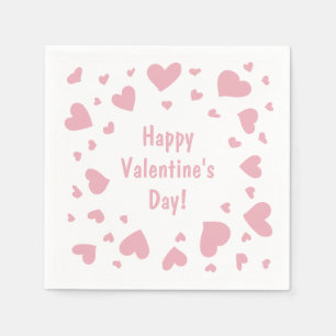 Serviette En Papier Doodled Pink Hearts Saint-Valentin