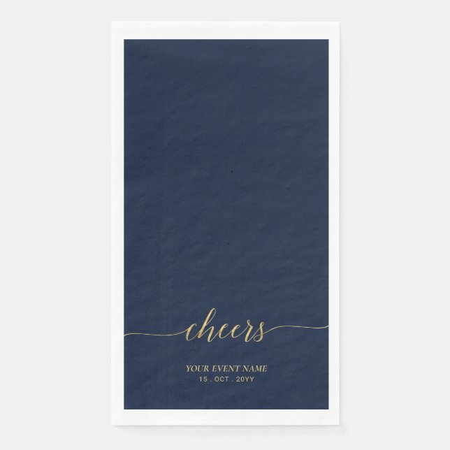 Serviette En Papier Dorée | Élégant Stylish Letting Cheers Event Napk (Devant)