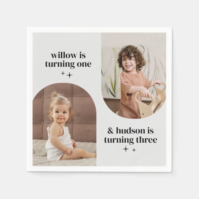 Serviette En Papier Double Arc Photo Joint Anniversaire Papier Napkin (Devant)