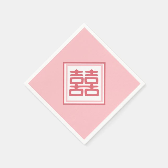 Serviette En Papier Double Bonheur rose - Carré (Coin)