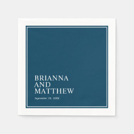 Serviette En Papier Double cadre classique simple en bleu marine et bl