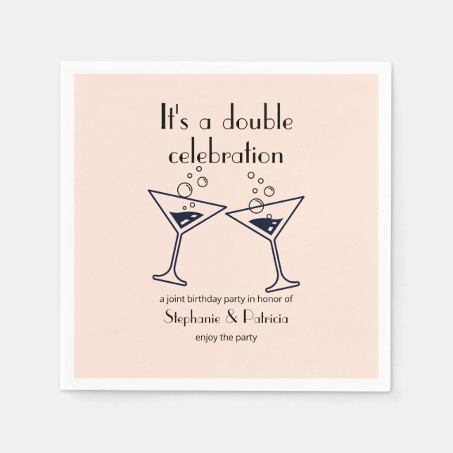Serviette En Papier Double rose moderne fête l'anniversaire conjoint (Devant)