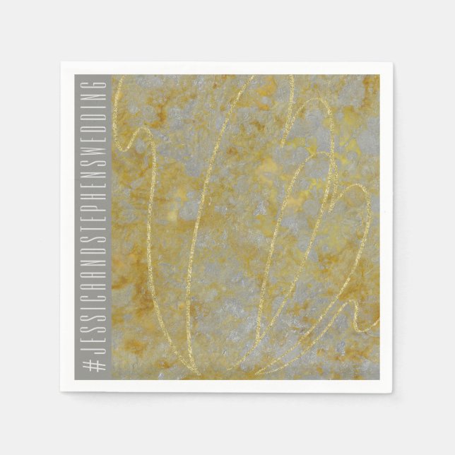 Serviette En Papier Doublure en argent mariage standard Napkin (Devant)