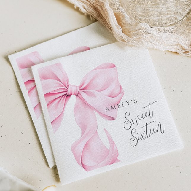 Serviette En Papier Douce 16 Papier Bow rose Napkin (Créateur téléchargé)