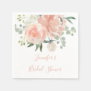 Serviette En Papier Douce Baby Shower Florale Abricot Mariée