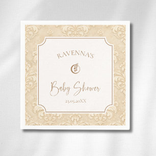 Serviette En Papier Douce Baby Shower Ornement Brun Naturel Feuille D'