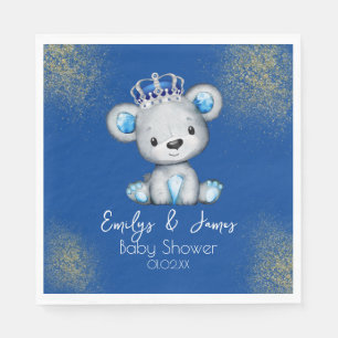 Serviette En Papier Douce Baby Shower Ours Bleu Royal 