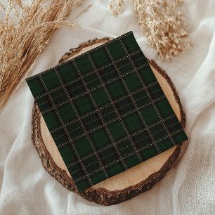 Serviette En Papier Douce Baby Shower Tartan Vert Ours en Peluche