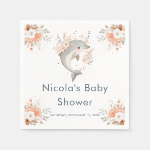 Serviette En Papier Douce Dauphin Floral Baby Shower