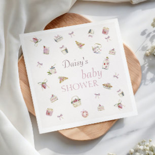 Serviette En Papier Douce Désert de Fraise Baby Shower Aquarelle