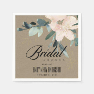 SERVIETTE EN PAPIER DOUCE ÉCLAT PAPIER KRAFT FLEURS AQUITRELLE MARIAGE