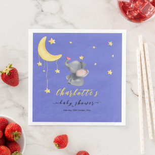 Serviette En Papier Douce Éléphant Avec Petite Papillon Baby Shower