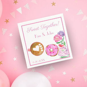Serviette En Papier Douce Ensemble Donut Rose Avec Latte