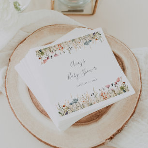 Serviette En Papier Douce Fête de Bébé aux Fleurs Sauvages Bohème Colo