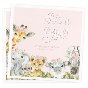 Serviette En Papier Douce Fête de Bébé Safari Animaux Sucrés