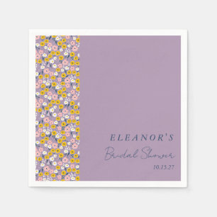 Serviette En Papier Douce Fête de Mariage Personnalisée Fleurs Violett
