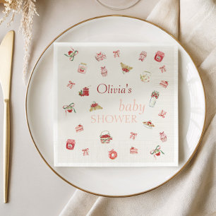 Serviette En Papier Douce Fête de Naissance à l'aquarelle de Cerise De