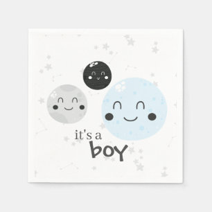 Serviette En Papier Douce Fête Prénatale avec une Planète et des Lunes